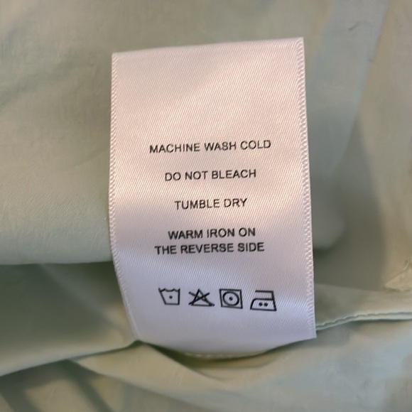 CARTOLINA NANTUCKET Light pistachio green poplin cotton lace trim ruffle blouse - Picture 6 of 6